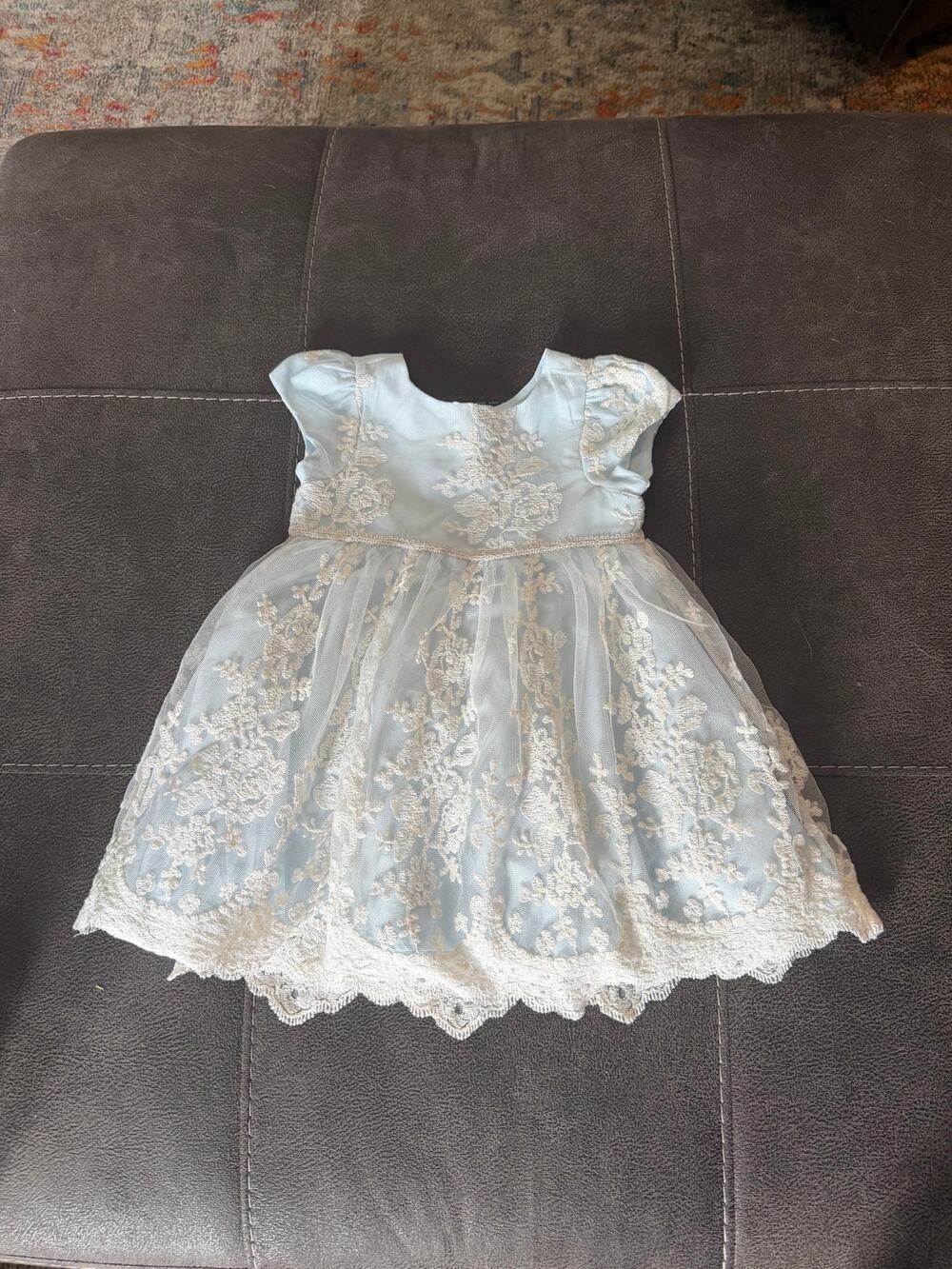 Pippa & Julie Toddler Girls' Lace Tulle Overlay Dress - Light Blue - Size 2T